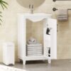 Modern Small Bathroom Vanity Cabinet With Ceramic Basin, Ample Storage, 1 Soft-Close Door - White - Image 5