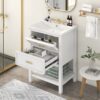 Bathroom Vanity With Top Sink, Modern Bathroom Storage Cabinet 2 Drawers, Single Sink Bathroom Vanity - White - Image 2