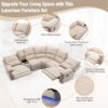 Modern Manual Reclining Living Room Furniture Set With USB Ports, Hidden Storage, Led Light Strip And 2 Cup Holders - Cream - Image 6