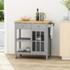 Aidah - Contemporary Kitchen Cart With Wheels - Gray - Image 2