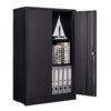 Metal Storage Cabinet With Locking Doors And Adjustable Shelf, Folding Filing Storage Cabinet, Folding Storage Locker Cabinet For Home Office, School, Garage - Black - Image 16