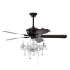 52" Crystal Shade Ceiling Fan Lamp, 3 Speed, 4 Timing, 5 Reversible Blades Crystal Ceiling Fan, 5 Pieces X E12 (No Include Bulb), Hand Pull Chain - Matte Black - Image 20