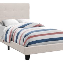 Twin Size Bed, Upholstered, Frame Only, Transitional - Beige