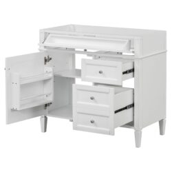Bathroom Vanity Without Top Sink, Modern Bathroom Storage Cabinet With 2 Drawers And A Tip-Out Drawer, Frame (Not Include Basin Sink) - White