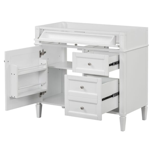 Bathroom Vanity Without Top Sink, Modern Bathroom Storage Cabinet With 2 Drawers And A Tip-Out Drawer, Frame (Not Include Basin Sink) - White