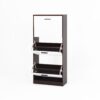 Modern Freestanding Shoe Storage Cabinet With 3 Flip Drawers - White / Walnut - Image 17