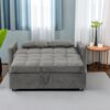 3 In 1 Convertible Sleeper Sofa Bed, Modern Fabric Loveseat Futon Sofa Couch With Pullout Bed, Small Love Seat Lounge Sofa With Reclining Backrest, Furniture For Living Room - Gray - Image 7