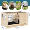 Wooden Rabbit Hutch Indoor Bunny House For Small Animals With Plastic Tray - Natural - Image 5