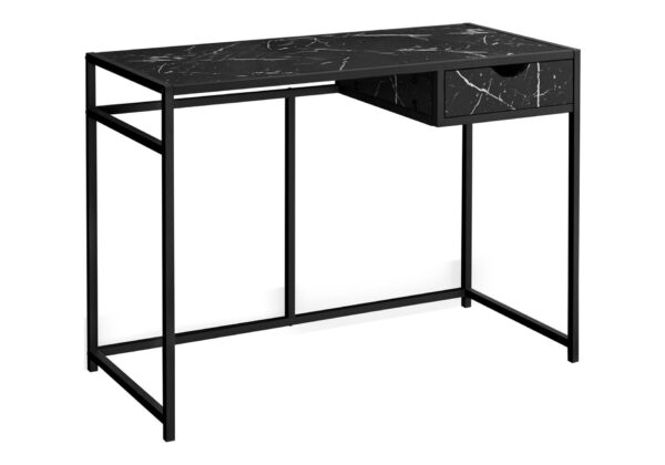Computer Desk For Home Office, Laptop, Storage Drawer, Marble Look Contemporary & Modern - Black