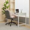 Oversize Seat Cirss Cross Chair With Wheels, Elegant Design Computer Chair, Adjustable Height 360 Degree Rolling Swivel Home Office Chair For Small Space, Dressing Room, Living Room - Pink / Gray - Image 20