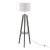 Compass - Mid-Century Modern Floor Lamp With Shelf - Black / Silver / Gray - Image 3