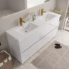 Freestanding Bathroom Vanity With Sink, Bathroom Storage Vanity Cabinet With Stone Resin Countertop And Soft Close Drawers - Glossy White - Image 9