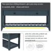 Shoe Rack With Cushioned Seat And Drawers Multipurpose Entryway Storage Bench - Antique Navy - Image 6