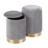 Marla - Contemporary Nesting Pleated Ottoman Set - Gold / Gray - Image 2