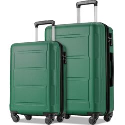 Expanable Spinner Wheel 2 Piece Luggage Set ABS Lightweight Suitcase With Tsa Lock 20" / 28" - Green