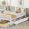 Twin Size Platform Bed With Guardrails On Both Sides And 2 Storage Drawers - White - Image 11