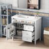 Bathroom Vanity With Top Sink, Modern Bathroom Storage Cabinet 2 Drawers And A Tip-Out Drawer, Single Sink Bathroom Vanity - White - Image 3