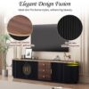 Modern Minimalist TV Stand For TVs Up To 80", Entertainment Center With 3 Drawers And 1 Shelf, Metal Handles And 2 Cabinets For Living Room - Black - Image 11