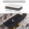 70.87" Modern Artificial Stone Curved Metal Leg Dining Table, Can Accommodate 6-8 People - Black / Gold - Image 6