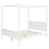 Queen Size Canopy Platform Bed With Headboard And Footboard, Slat Support Leg - White - Image 2