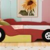 Full Size Race Car Shaped Platform Bed With Wheels - Red - Image 16