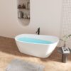 Acrylic Freestanding Soaking Bathtub With Integrated Slotted Overflow And Brushed Nickel Toe-Tap Drain, Cupc C Ertified, 02141-Bn - Glossy White - Image 2