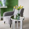 Round Side Table With Elegant Foral Design And Mirrored - Silver Multi - Image 8