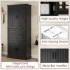 Storage Cabinet With Multi Functional Storage Space, 2 Drawers, Adjustable Shelf - Black - Image 8