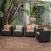 Modern Outdoor Club Chair With Removable Cushions - Brown / Beige - Image 6