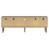 TV Stand With Vertical Slatted Doors And Sliding Panels, Solid Wood Legs - Brown - Image 13