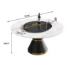 59.05" Modern Artificial Stone Round Carbon Steel Base Dining Table, Black Artificial Stone Turntable - White / Black - Image 10