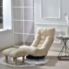 Japanese Style Single Reclining Sofa Chair With Adjustable Features Cotton For Balcony And Leisure - White - Image 18