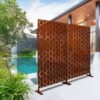 Outdoor / Indoor Privacy Screen Metal Privacy Screen, Freestanding Decorative Privacy Screen For Deck Balcony Patio - Rust Red - Image 3