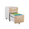 3 Drawer Mobile File Cabinet Under Desk Office, Simple Style Versatile Storage Cabinet For Legal / Letter / A4 Files, 5 Wheel Design Anti-Tilting Cold Rolled Steel Waterproof Moisture-Proof - White / Light Brown - Image 15