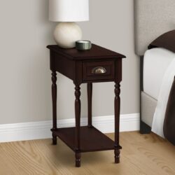 Accent Side Table, 2 Tier, Storage Drawer, Traditional - Cherry