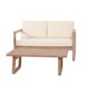 4 Pieces Acacia Wood Patio Furniture Set, Outdoor Furniture With Coffee Table, Patio Conversation Set Deep Seating With Soft Cushion, Porch Chairs For Backyard Porch Balcony - Brown Wash / Beige - Image 13