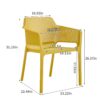 3 Piece Plastic Arm Chair Bistro Grs Premium Ocean Plastic - Mustard - Image 4