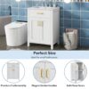 Bathroom Vanity Combo With Ceramic Sink, Luxurious Space-Saving Vanity, 2 Soft-Close Doors - Gold / White - Image 10