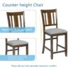 5 Pieces Dining Table Set, Wooden Dining Square Table Set For 4, Counter Height Kitchen Table Set With Square Table And 4 Upholstered Chairs For Small Space - Walnut - Image 9