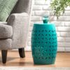 Lilac - Modern Side Table With Iron Cut Design - Teal - Image 8