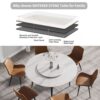 59.05" Modern Artificial Stone Round Metal Dining Table, Can Accommodate 6 People Artificial Stone Turntable - White / Black - Image 5