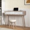 Rustic Entryway Console Table With Sliding White Doors And Wood Legs - Natural - Image 7