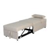 Versatile Folding Ottoman Sofa Bed Wood Multifunctional Space Saver - Beige - Image 14