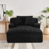 Cloudline - Oversized Chaise Lounge Chair In Soft Corduroy, Modern Comfy Couch With Full Foam Cushioning, Cozy Sleeper Sofabed For Living Room - Black - Image 5