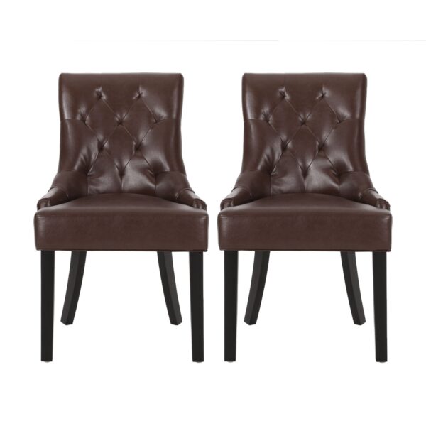 Cheney - Contemporary Dining Chair (Set of 2) With Tufted Diamond Stitching And Sloped Arms - Dark Brown