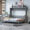 Full Size Murphy Bed With Hydraulic Lift & Desk Design - Gray - Image 15