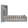 Queen Size Bed With All In One Cabinet, Shelf And Sockets, Twin Long Trundle - Gray - Image 3