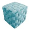 Square Braided Ottoman - Ice Blue - Image 3