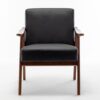 Mid Century Modern Wingback Accent Chair With Solid Wood Frame And Extra Thick Backrest - Lounge Chair For Living Room, Bedroom, Or Reading Room - Black - Image 9