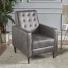 Macedonia - Mid Century Modern Button Tufted Fabric Recliner - Slate - Image 5